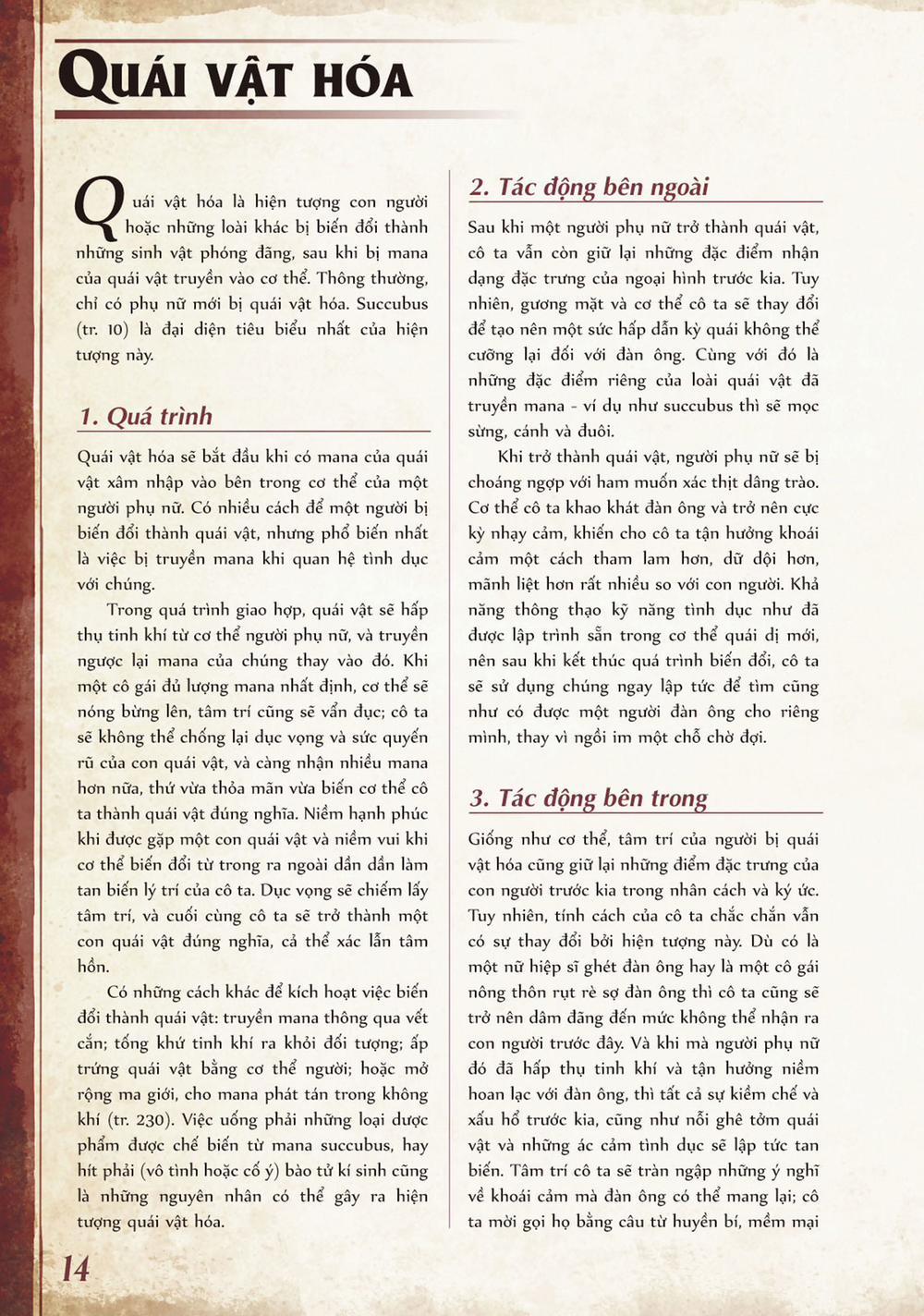 Bách khoa toàn thư Monster Girl Khái niệm: Quái vật hóa; Tinh khí và mana trang 0