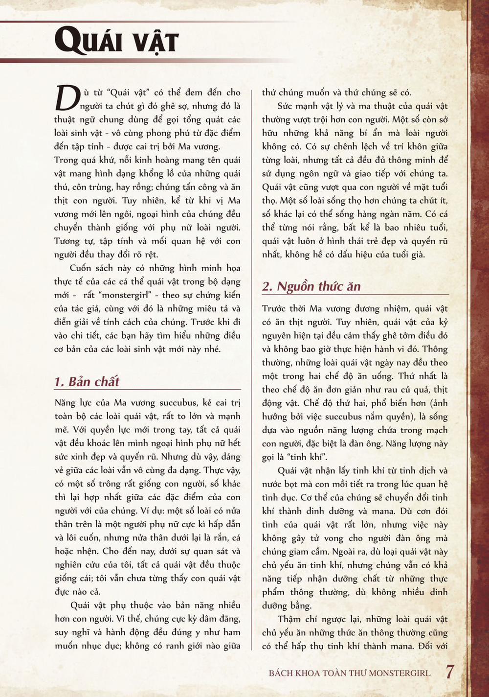 Bách khoa toàn thư Monster Girl Lời nói đầu - Mục lục - Khái niệm: Quái vật trang 5