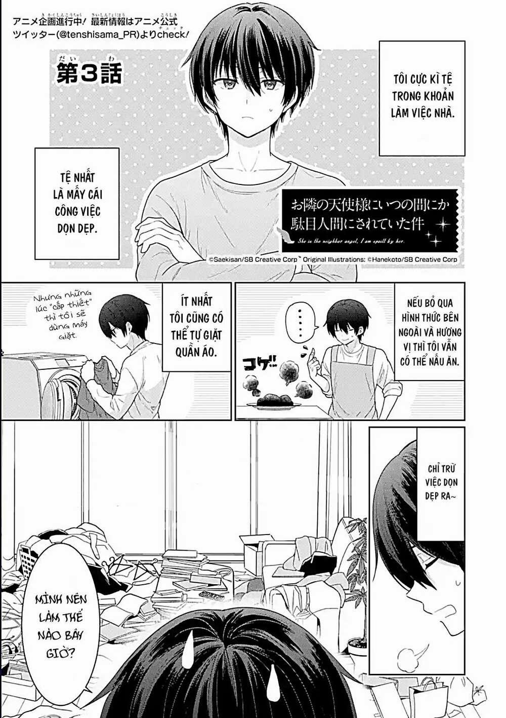 Otonari No Tenshi-Sama Ni Itsunomanika Dame Ningen Ni Sareteita Ken 3 trang 1