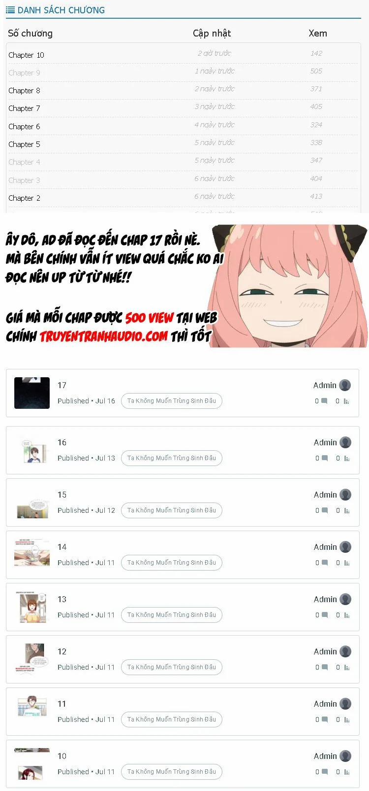 Ta Không Muốn Trùng Sinh Đâu 11 trang 0