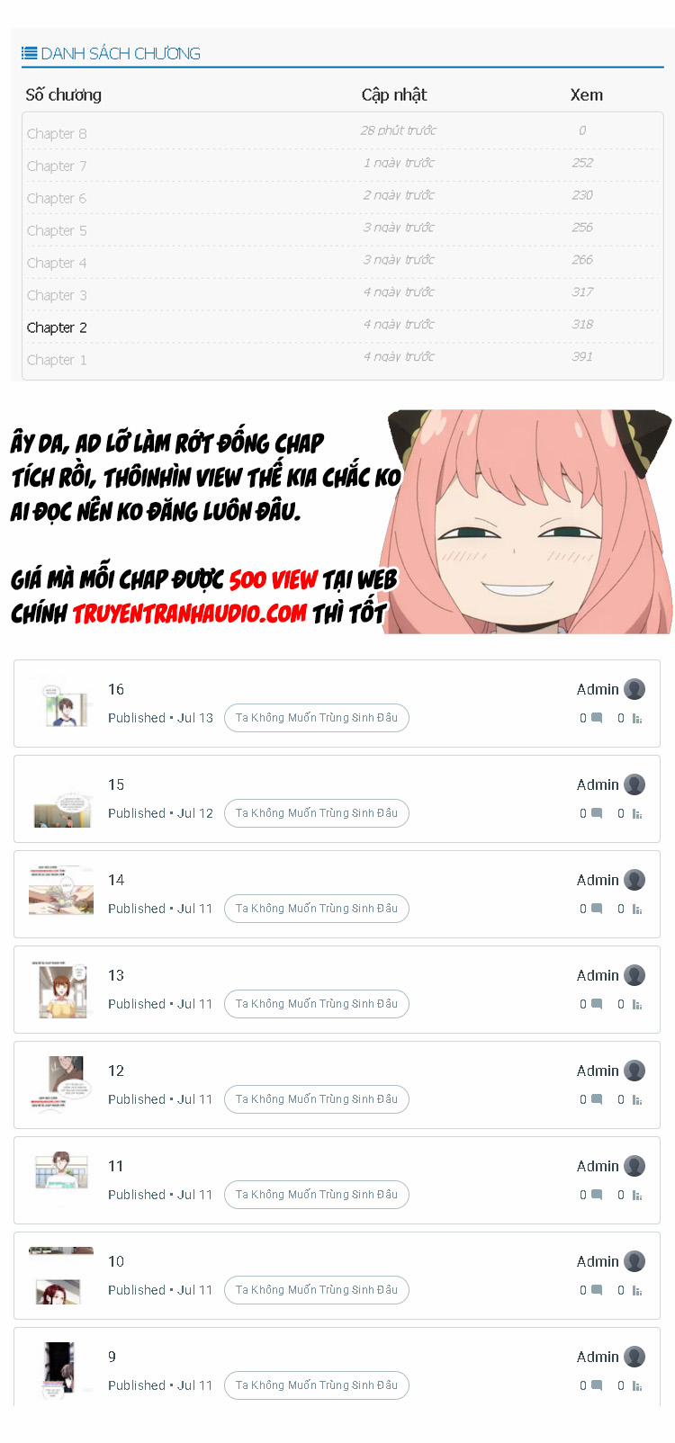 Ta Không Muốn Trùng Sinh Đâu 9 trang 0