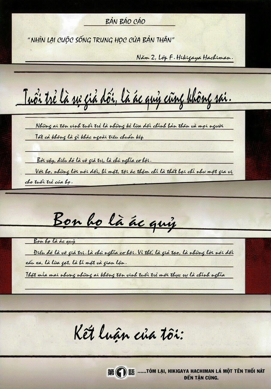 Yahari Ore No Seishun Rabukome Wa Machigatte Iru 1 trang 0